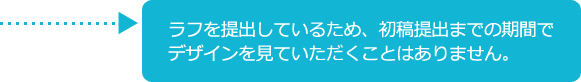 ラフを提出しているため、初稿までの期間でデザインを見ていただくことはありません。